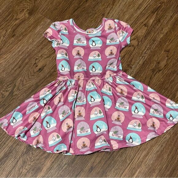 Dot Dot Smile Short Sleeve Holiday Twirl Dress Purple Pink Blue Size 2T - Picture 2 of 10